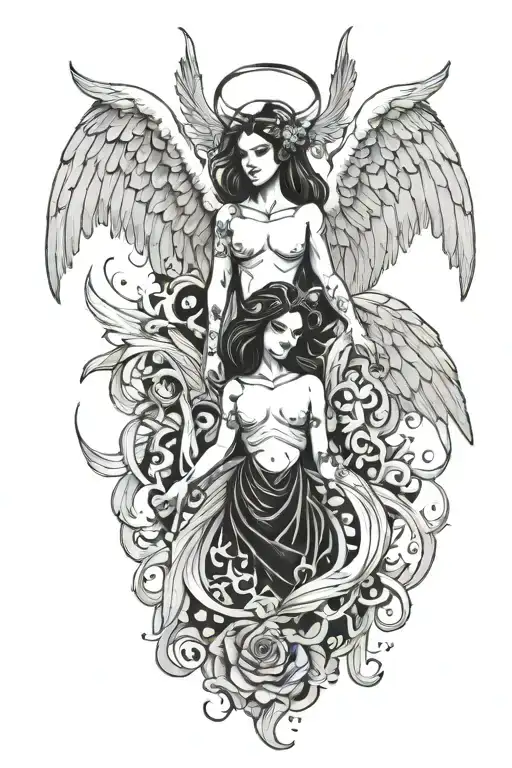 Angel And Devil Wings Spread Wide