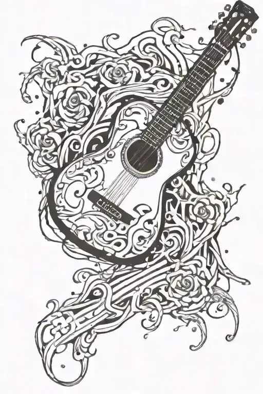 A Crack From Which A Guitar Paint Brushes Pours Out