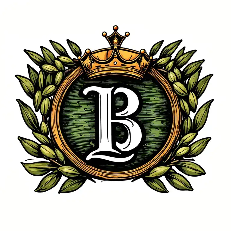 A Kings Letter Stamp With The Letter B In Side Of An Olive Branch Circle With A Crown On Top