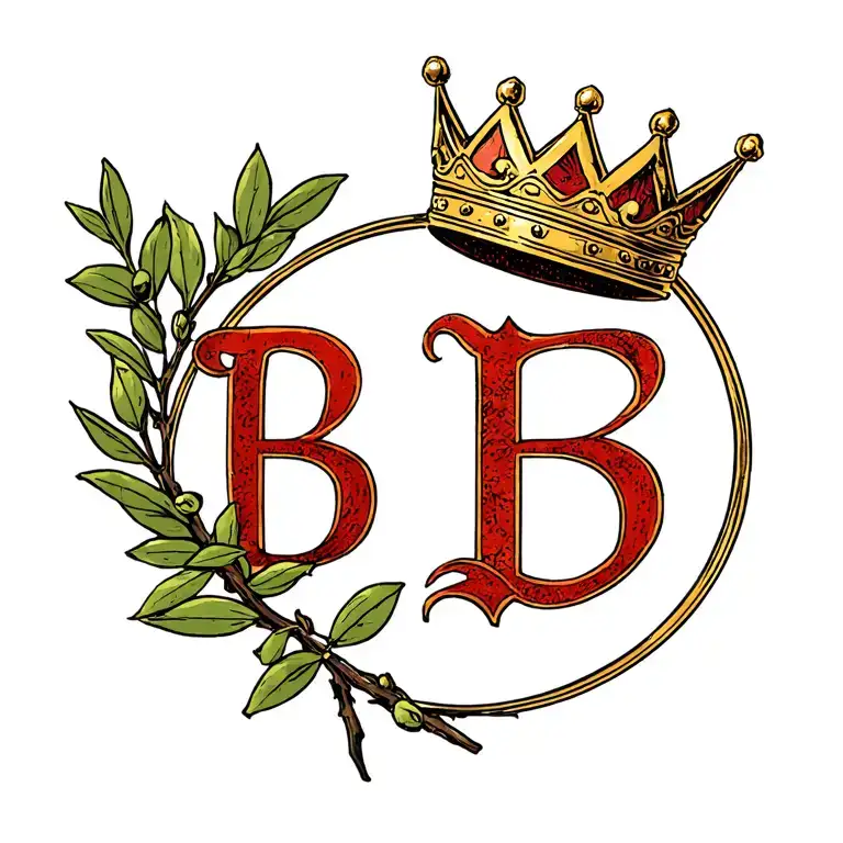 A Kings Letter Stamp With The Letter B In Side Of An Olive Branch Circle With A Crown On Top