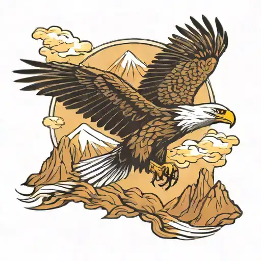 Eagle With Mountains On The Background