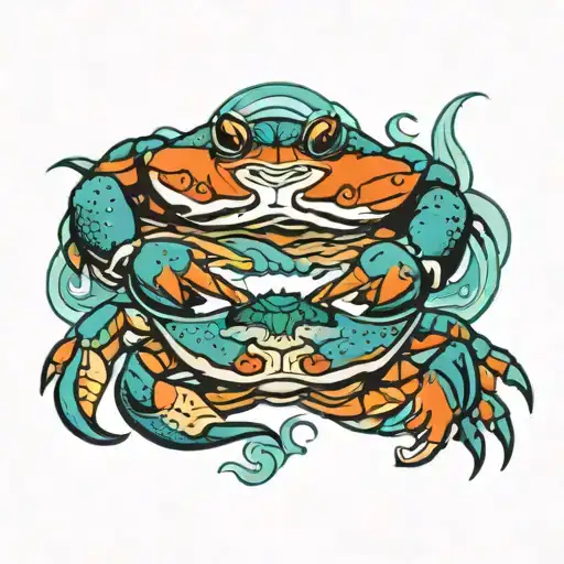 Crab And Pisces Fish Swimming