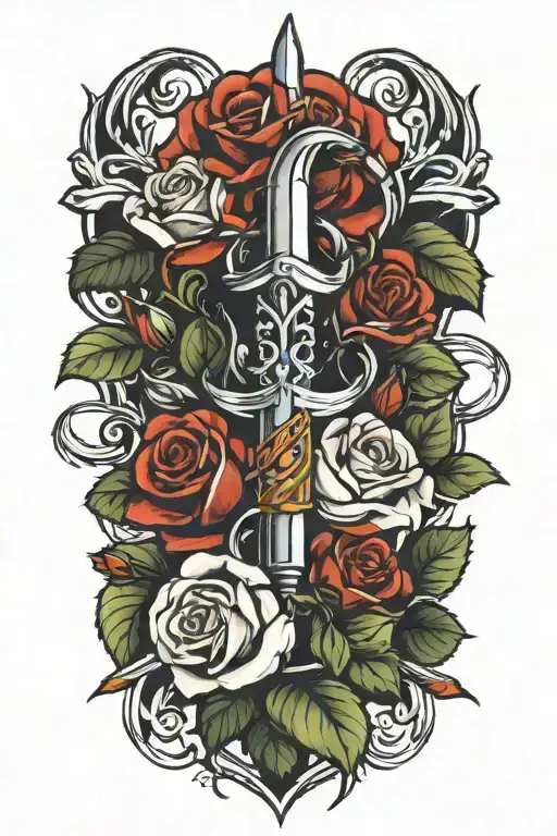 Roses And Dagger Intertwined
