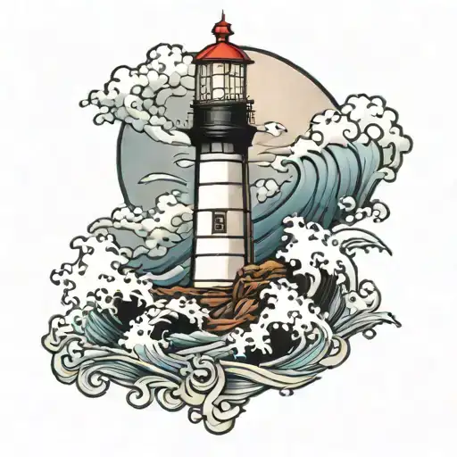 Light House With Waves Crashing In The Background