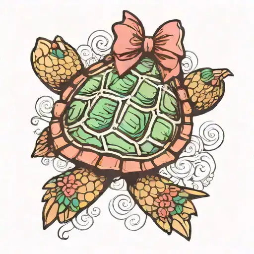Turtle With Bow Coquette Bow With Lace