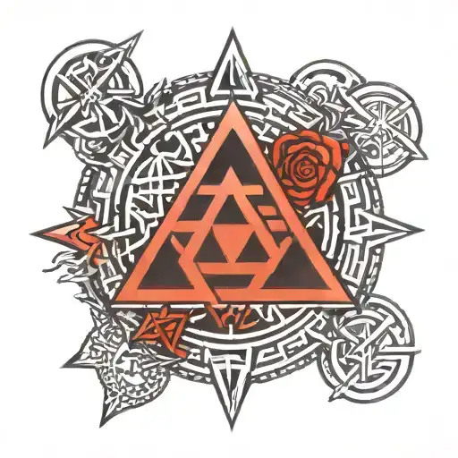 Gungnir Symbol With Vegvisir Symbol And Valknut Symbol