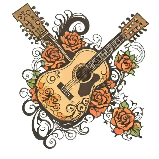 Acoustic Guitar With The Word Love For Strings