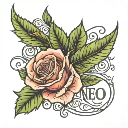 Name On Stem Of Rose