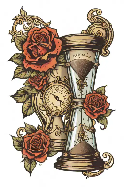 Old Fassioned Hour Glass With Inscription Space On Top And Bottom Edges