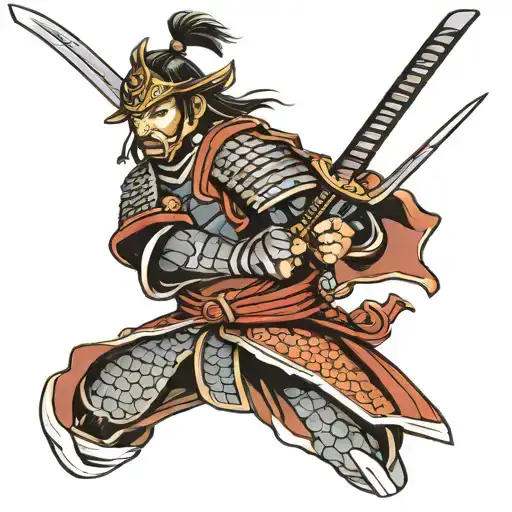 Samurai In Armor Holding A Sword