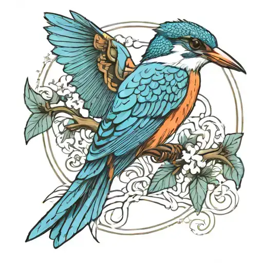 Kingfisher Perched On Symbol Incorporated