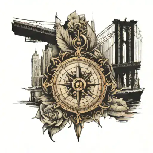 Compass And Brooklyn Bridge Leading