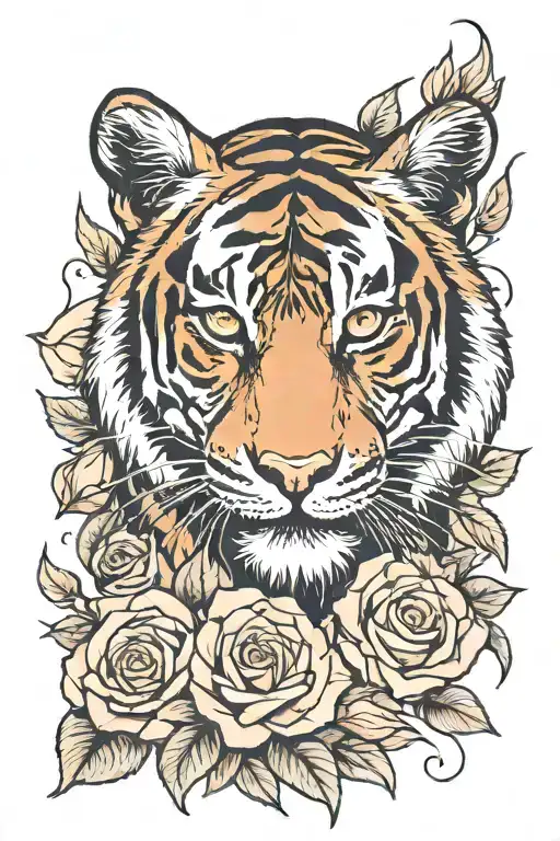 Tiger And Roses