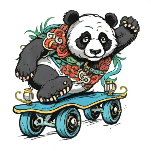 Panda On A Skate Wheels