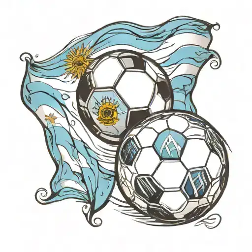 Soccer Ball And Argentina Flag