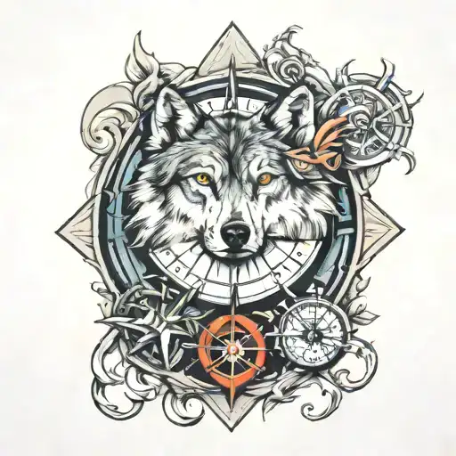 Wolf And Compass Surrounded