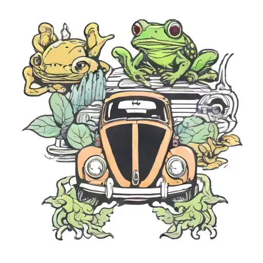 Vw Beetle And Frog
