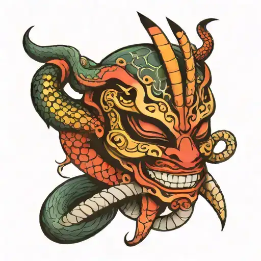 Hanya Mask With Snake And Blade