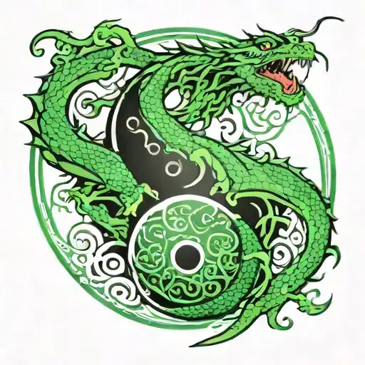 Green Dragon Yin Yang Circle Arm