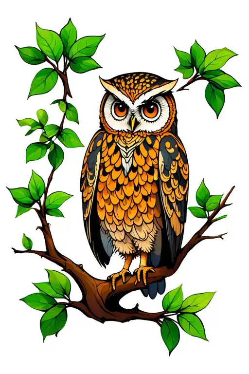 Tree With Owl On Limb