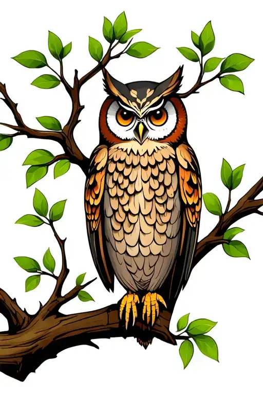 Tree With Owl On Limb