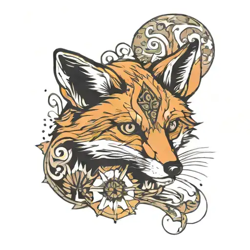 Fox In Hazard Warning Sign