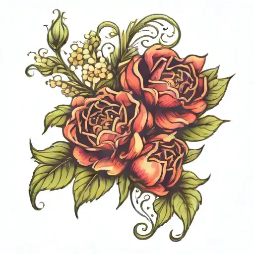 September Birth Flower And May Birth Flower Entwined