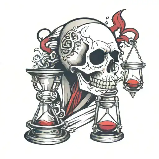 Skull And Hourglass With Blood