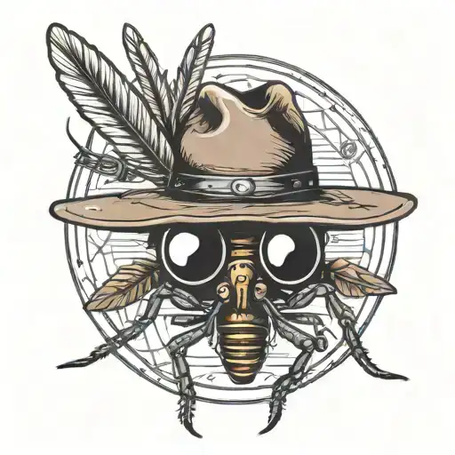 Mean Mosquito With Cowboy Hat A Eyepatch And A Gun