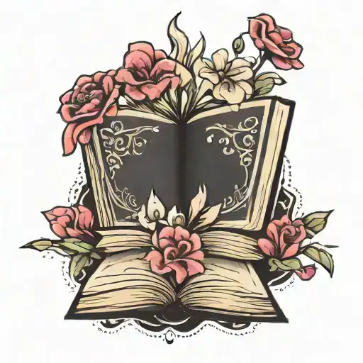 Open Book With Flowers Coming Out Of The Center