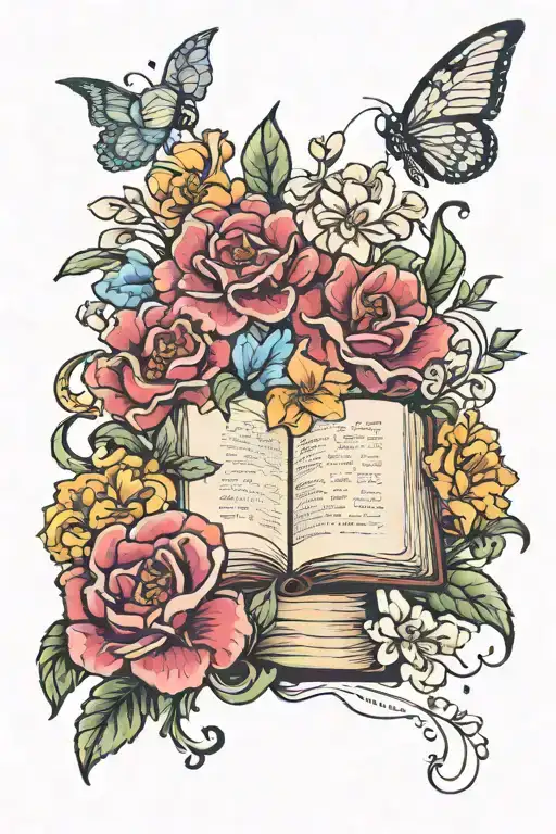 Birth Flowers With Coming Out Of Book With Quote