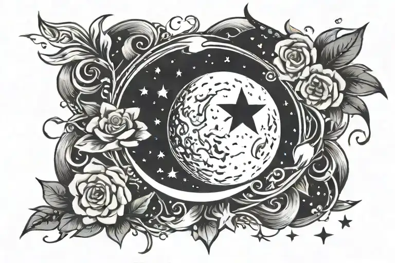 I Love You To The Moon And Back With A Moon At The Bottom And Stars Around It