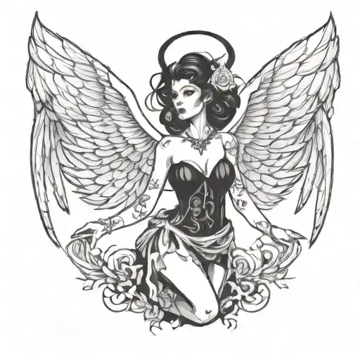 Black Lady With Wings Spread Wide