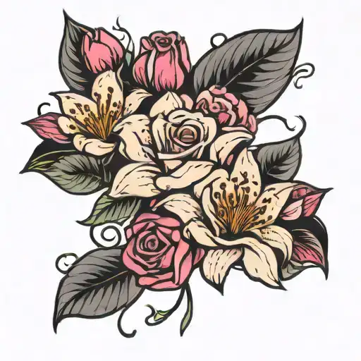 Lily And Elizabeth Roses Intertwined