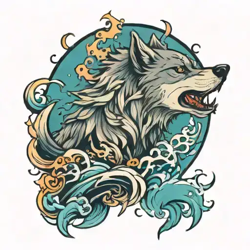 Wolf Anger And Calm Ocean