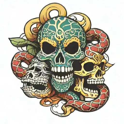 Mask Snake And Skull