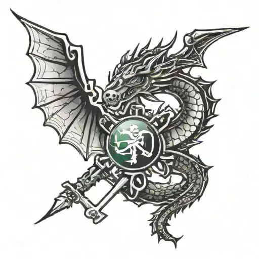 Army Combat Medic Symbol With Dragon Emerging
