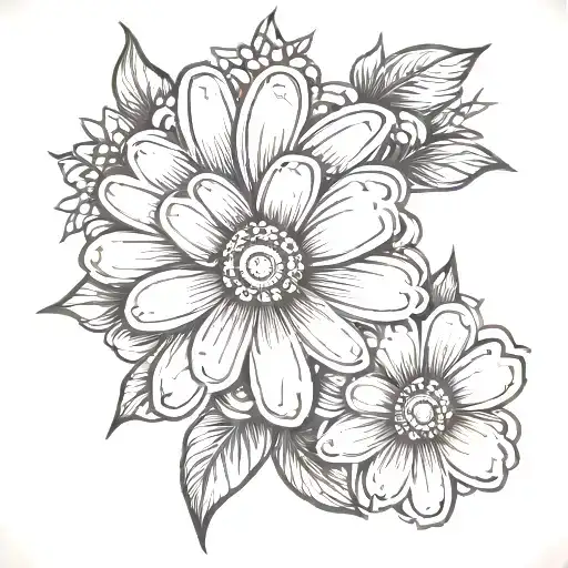 Tatto Daisy Flower Simple Only Outline