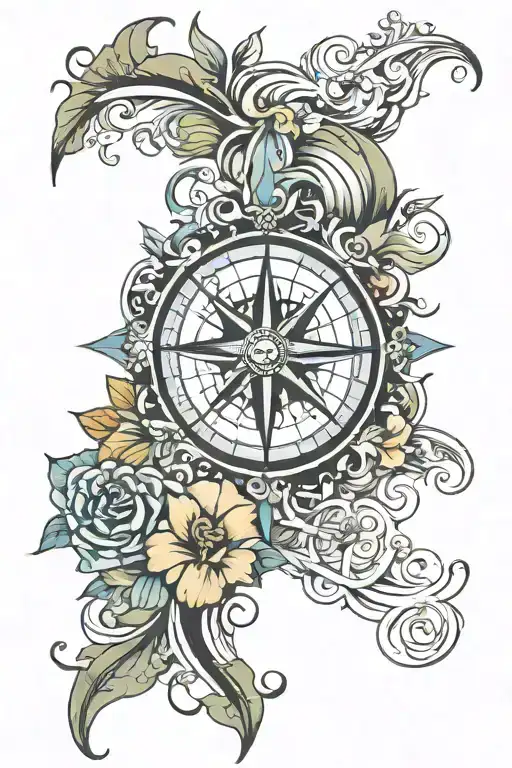 Ocean Waves Compass Rose Flowers Growing