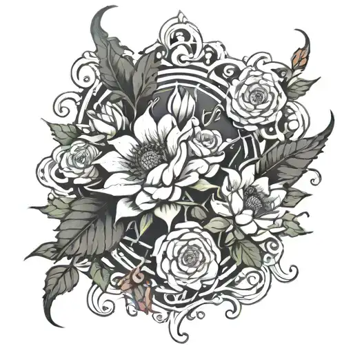 Open Frame Made From Flowers And Thorny Vines