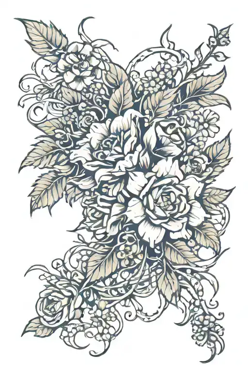 Open Frame Made From Flowers And Thorny Vines