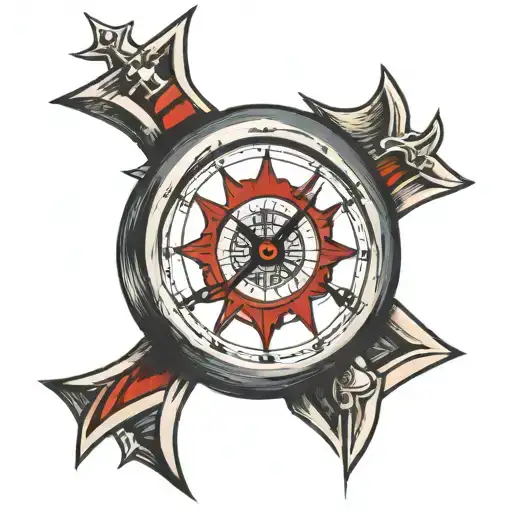 Clock And Maltese Cross With Thin Red Line