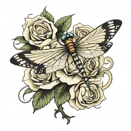 Dragonfly White Rose