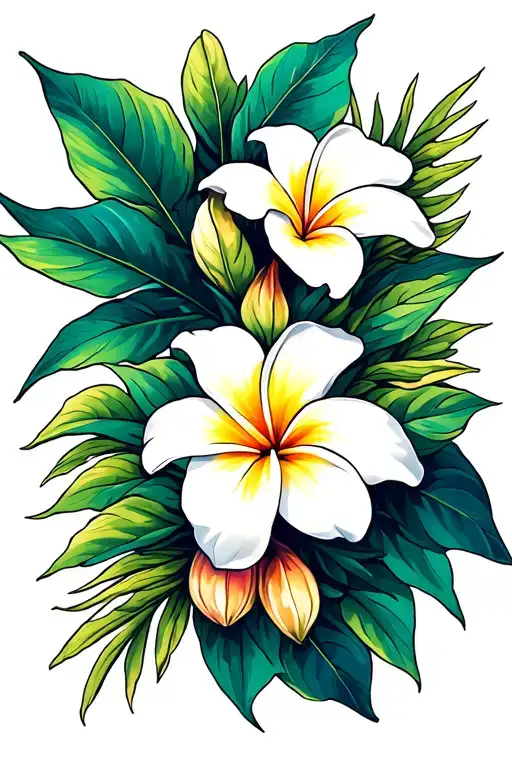 Plumeria And Hawai Flower Separated