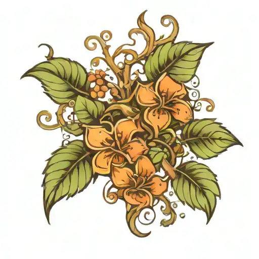 Persommons Growing From A Vine