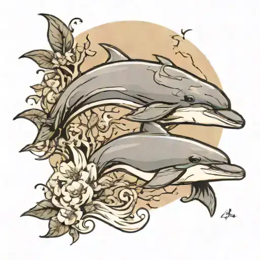 Bird Killing Dolphin With Tree In The Background