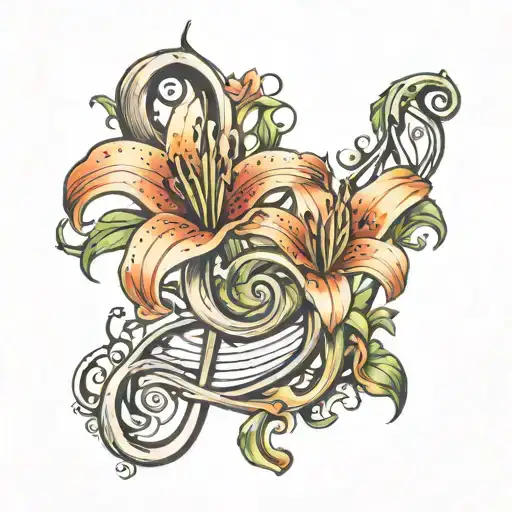 Lily Flower Growing Through A Treble Clef