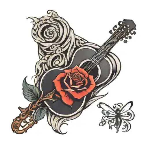 Guitar Black Rose Wrapped