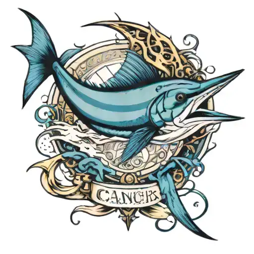 Blue Marlin In The Shape Of A Cancer Ribbon