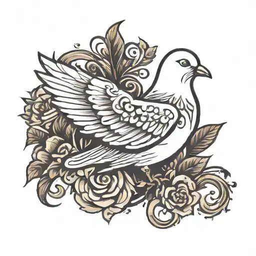 White Dove With Heart As Body